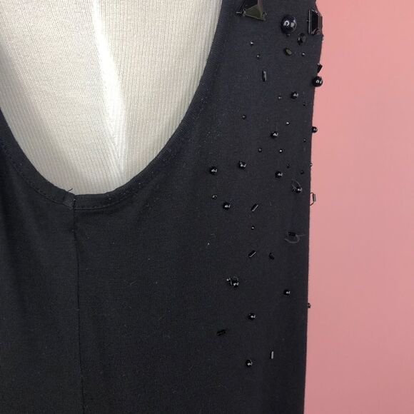 Guess Black Beaded Scoop Neck Sleeveless Keyhole Tank Top S/M - Picture 9 of 11